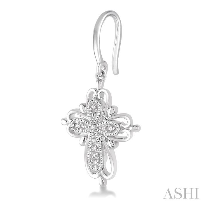 Silver Cross Diamond Fashion Earrings-3