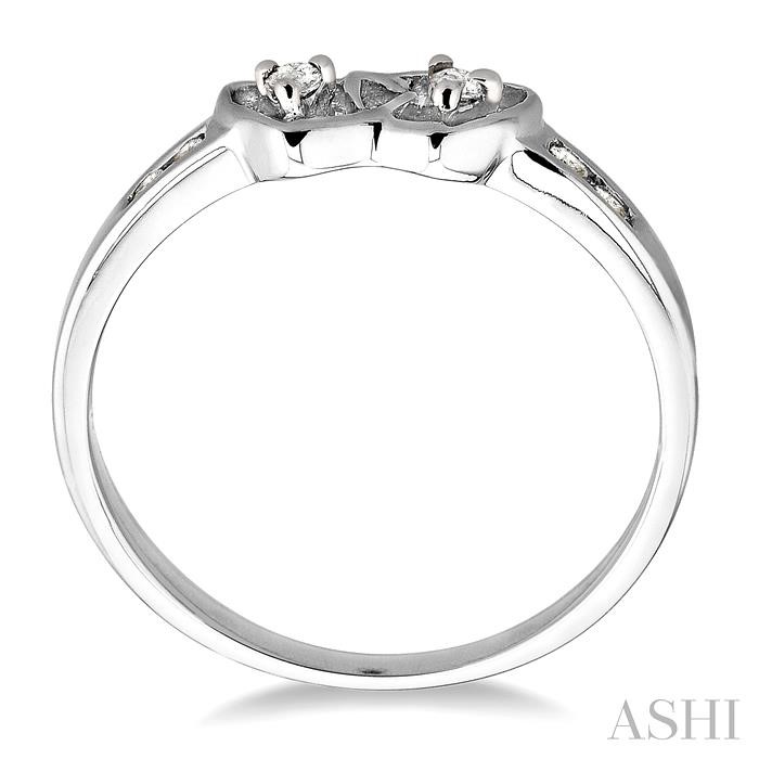 Silver Twin Heart Shape 2 Stone Diamond Fashion Ring-3