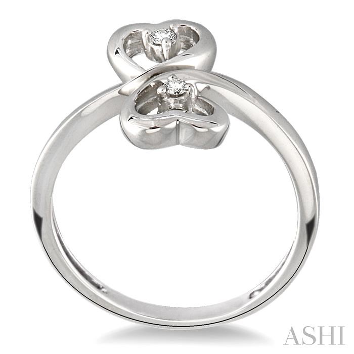 Silver Twin Heart Shape 2 Stone Diamond Fashion Ring-3