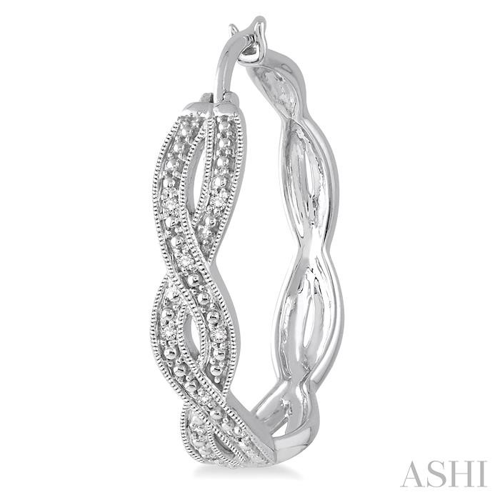 Silver Twisted Diamond Fashion Hoop Earrings-3