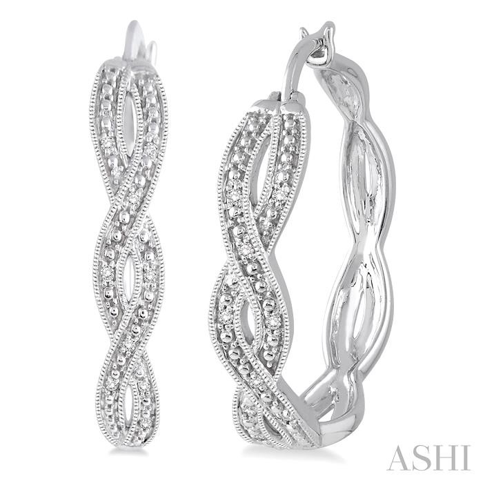 SILVER DIAMOND FASHION HOOP EARRINGS