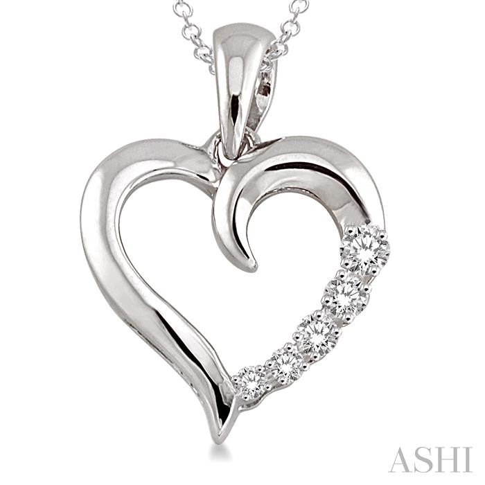 Silver Heart Shape Journey Diamond Fashion Pendant-3
