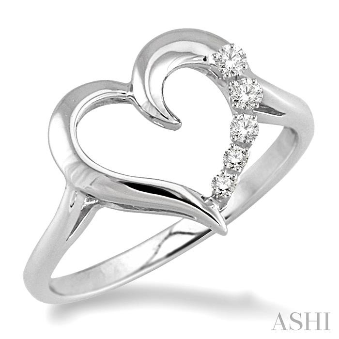 SILVER HEART SHAPE JOURNEY DIAMOND FASHION RING