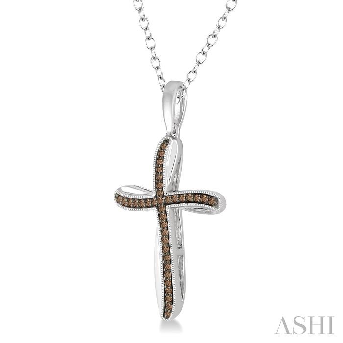 Silver Cross Champagne Diamond Fashion Pendant-2