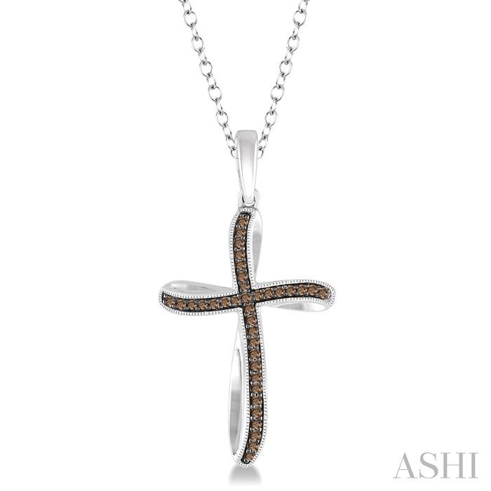 Silver Cross Champagne Diamond Fashion Pendant