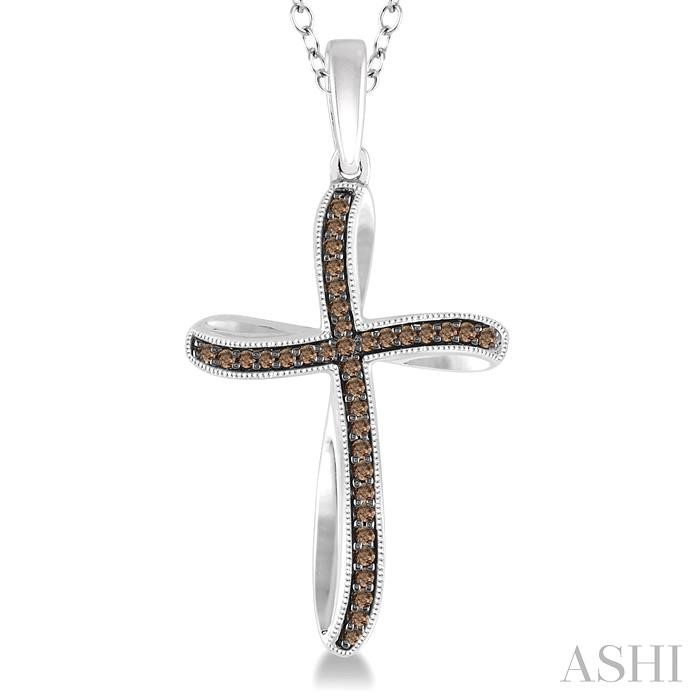 Silver Cross Champagne Diamond Fashion Pendant-3
