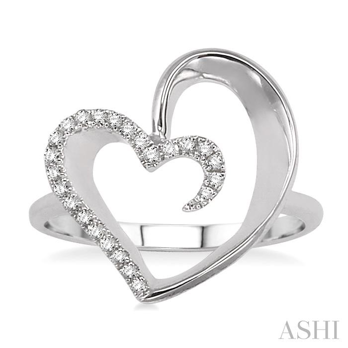 Silver Heart Shape Diamond Fashion Ring-2