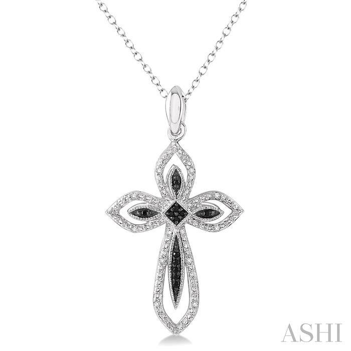 SILVER CROSS BLACK DIAMOND PENDANT