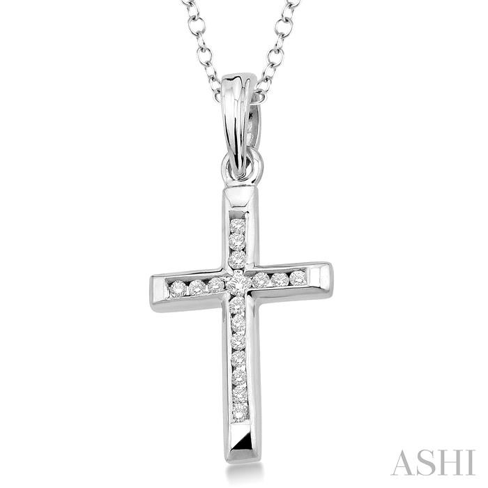 Silver Cross Channel Set Diamond Fashion Pendant-2