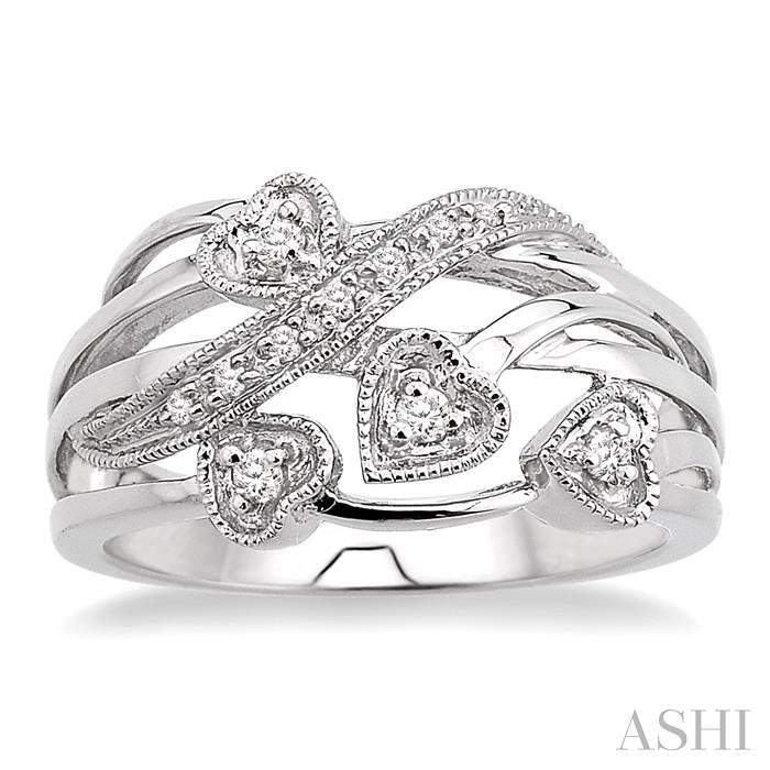 Silver Heart Shape Diamond Fashion Ring-2