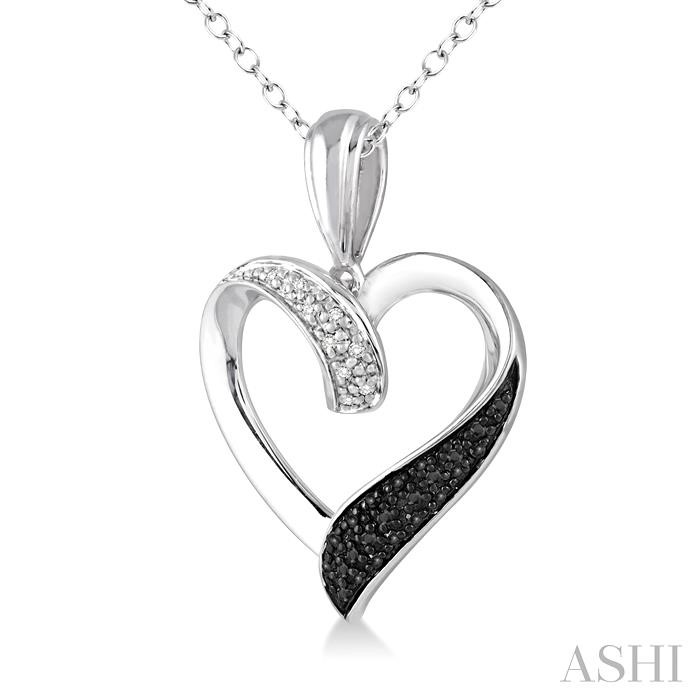 Silver Heart Shape Black Diamond Fashion Pendant-2