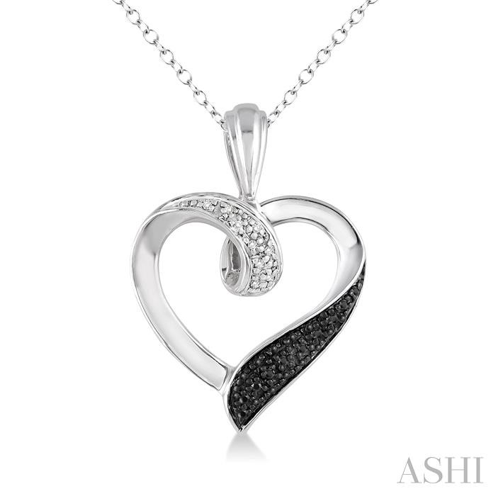 SILVER HEART SHAPE BLACK DIAMOND FASHION PENDANT