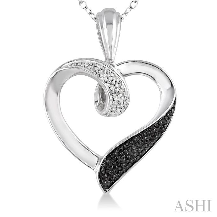 Silver Heart Shape Black Diamond Fashion Pendant-3