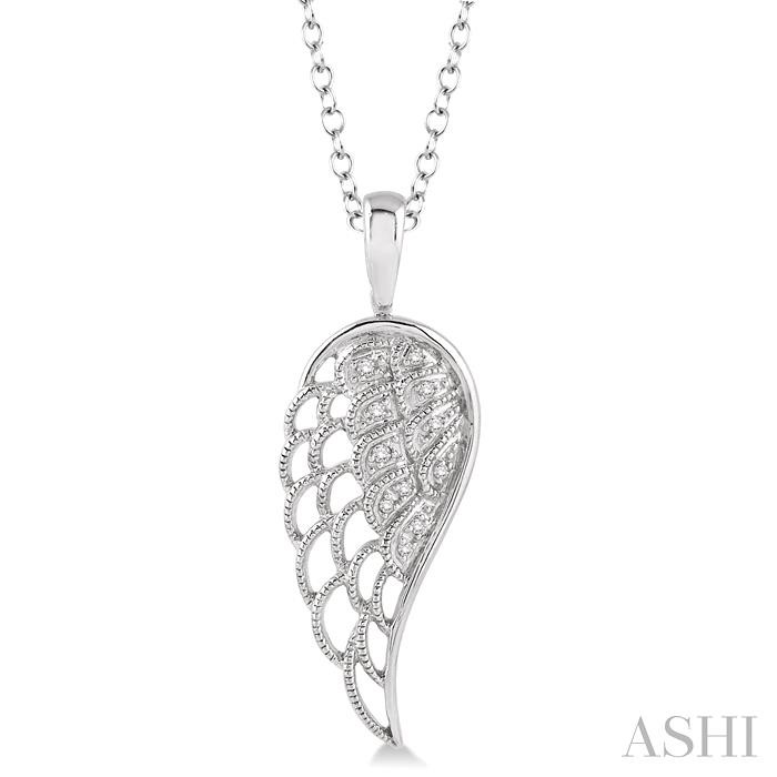 SILVER ANGEL WINGS DIAMOND FASHION PENDANT