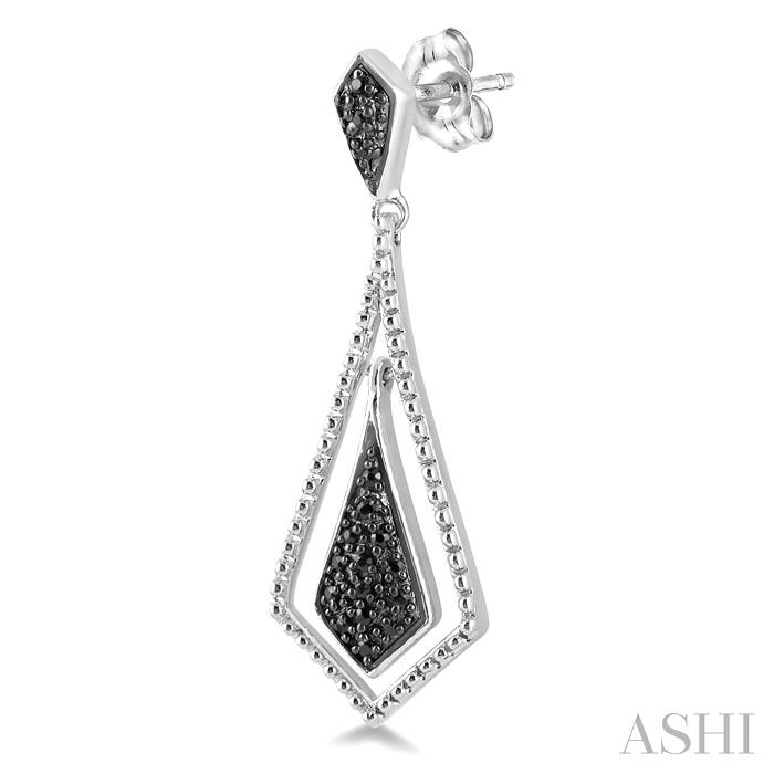 Silver Black Diamond Fashion Earrings-3