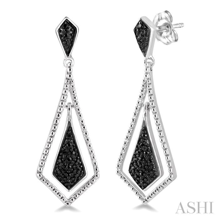 SILVER BLACK DIAMOND FASHION EARRINGS