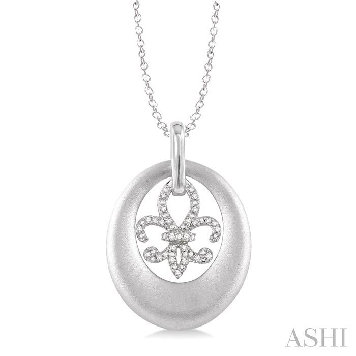 SILVER FLEUR DE LIS DIAMOND FASHION PENDANT