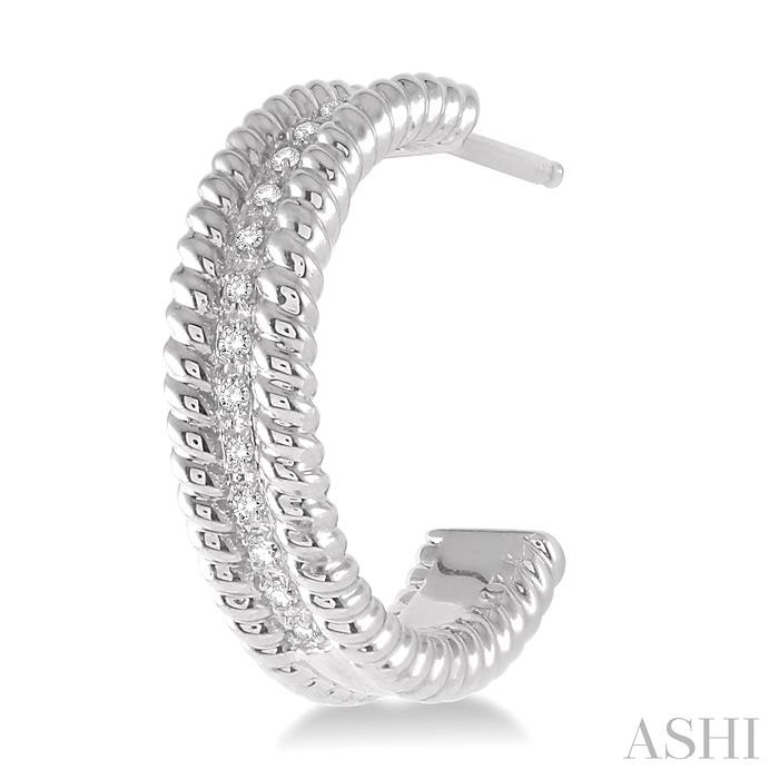 Silver Rope Diamond Half Hoop Earrings-3