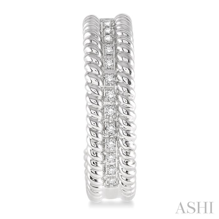 Silver Rope Diamond Half Hoop Earrings-2