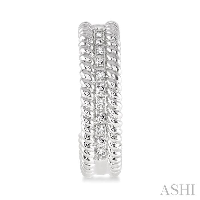 Silver Rope Diamond Half Hoop Earrings-2
