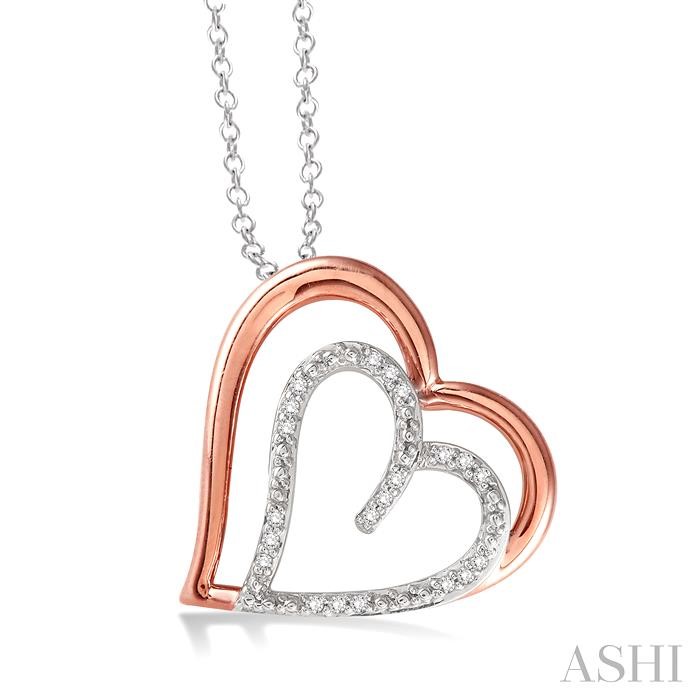 SILVER DOUBLE HEART SHAPE DIAMOND FASHION PENDANT