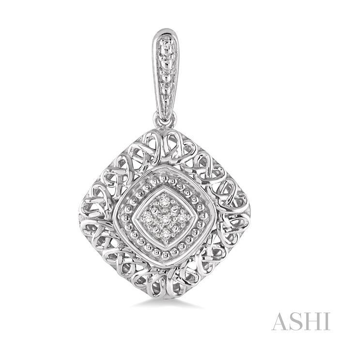 Silver Cushion Shape Diamond Earrings-2