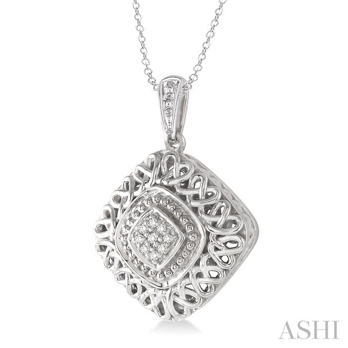 Silver Cushion Shape Diamond Pendant-2