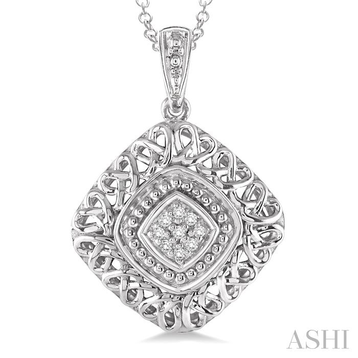 Silver Cushion Shape Diamond Pendant-3