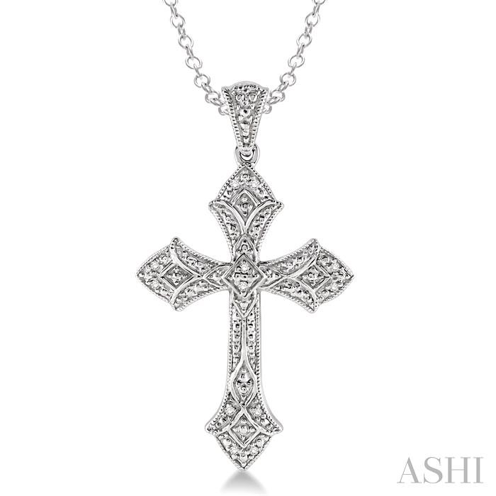 SILVER CROSS DIAMOND PENDANT