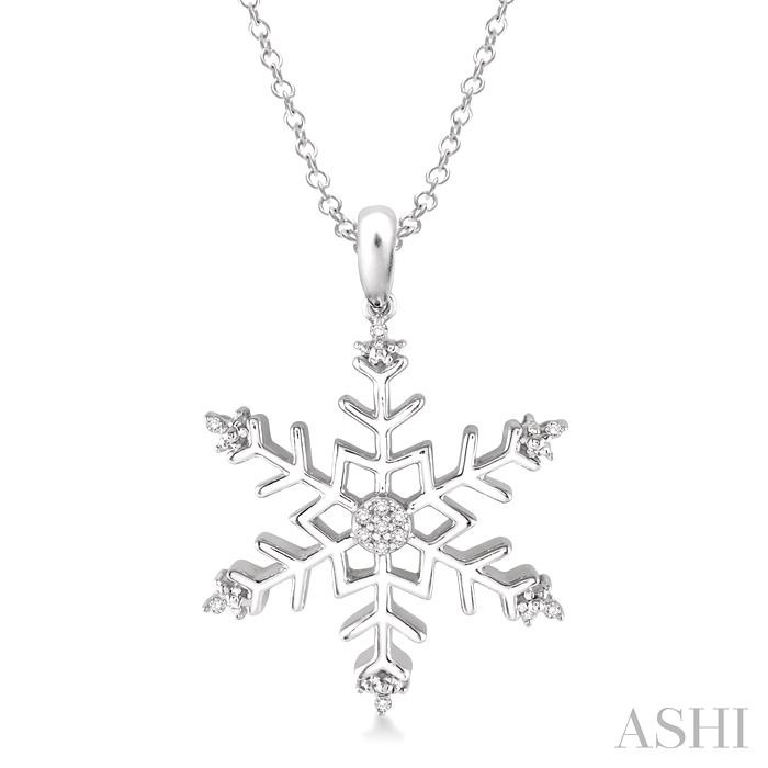 Silver Snow Flake Diamond Fashion Pendant