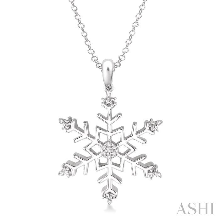 SILVER SNOW FLAKE DIAMOND FASHION PENDANT