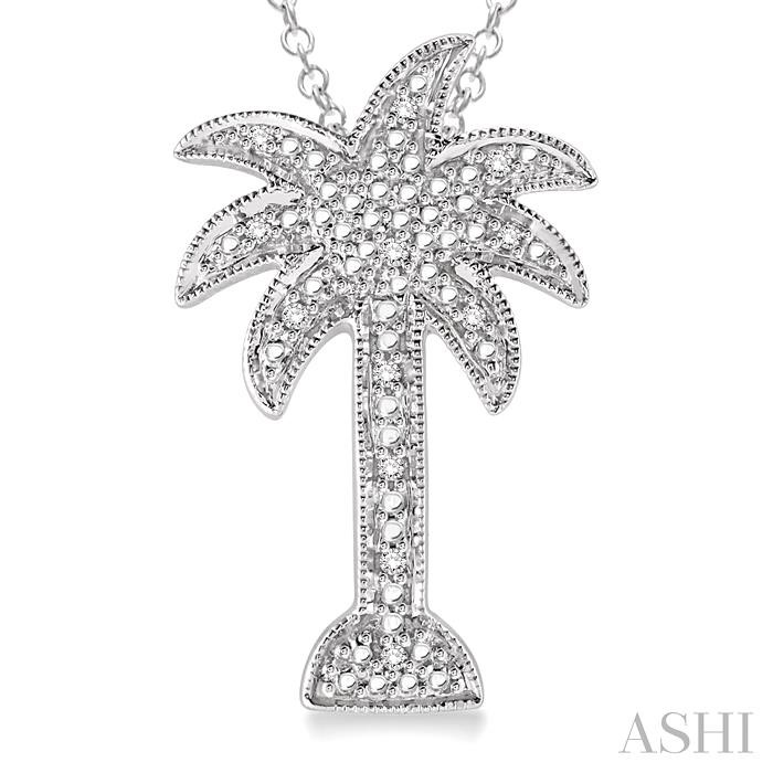 Silver Palm Tree Diamond Fashion Pendant-3