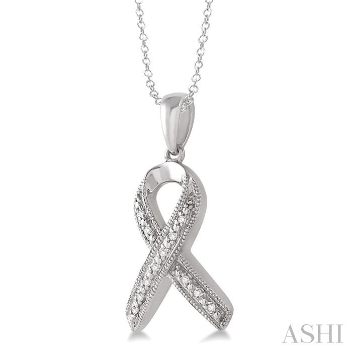 Silver Support Ribbon Diamond Fashion Pendant-2