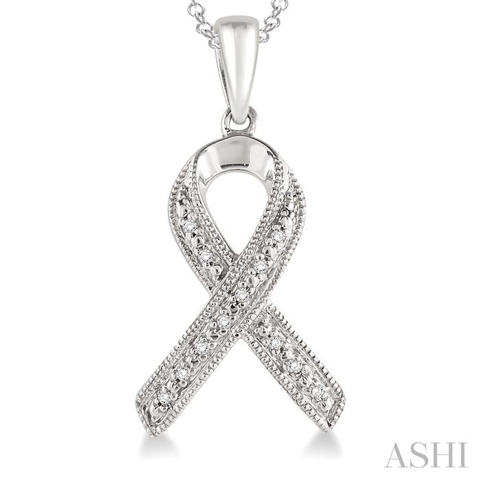 Silver Support Ribbon Diamond Fashion Pendant-3