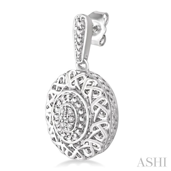Silver Oval Shape Diamond Earrings-3