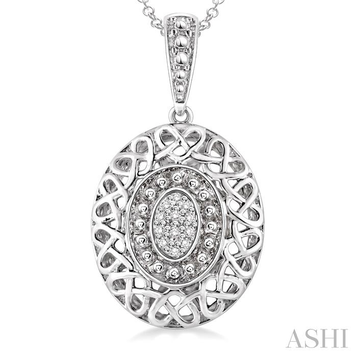 Silver Oval Shape Diamond Pendant-3