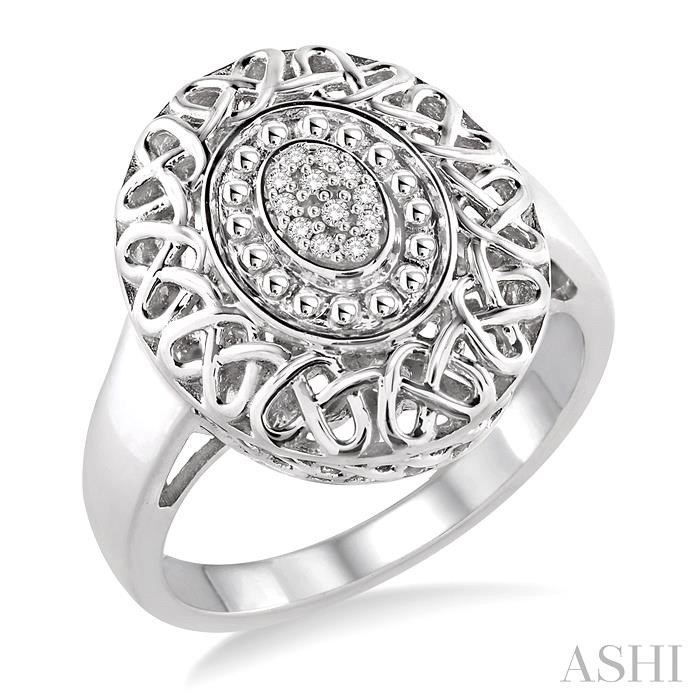Silver Oval Shape Diamond Ring