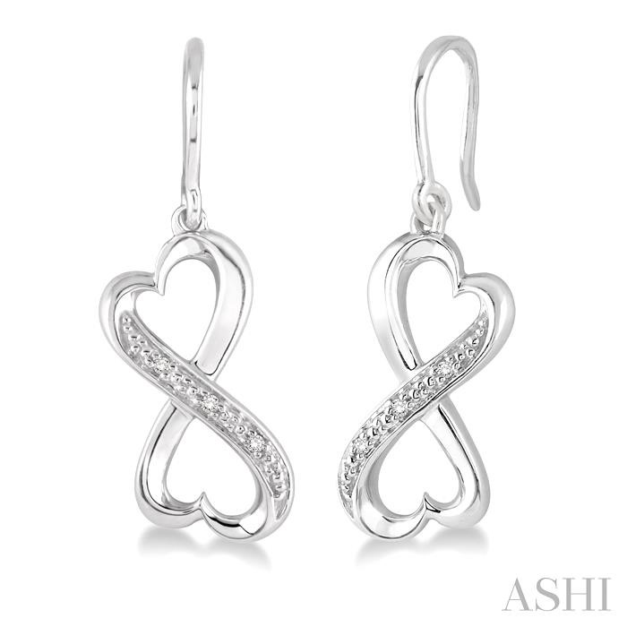SILVER INFINITY HEART SHAPE DIAMOND FASHION EARRINGS