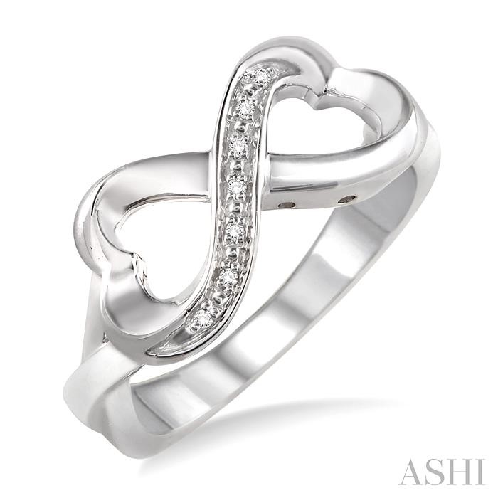 SILVER INFINITY HEART SHAPE DIAMOND FASHION RING