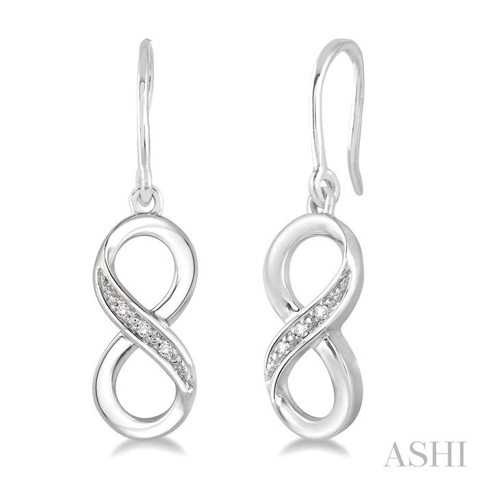 SILVER INFINITY SHAPE DIAMOND FASHION EARRINGS