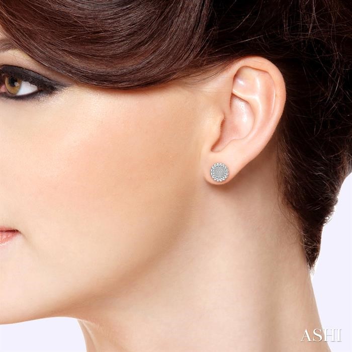 Silver Bead Bijoux Round Diamond Earrings