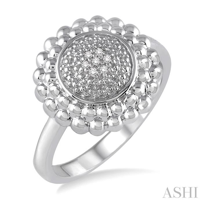 Silver Round Bead Diamond Ring