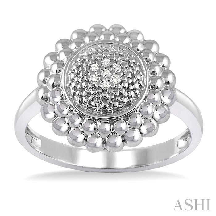 Silver Round Bead Diamond Ring-2