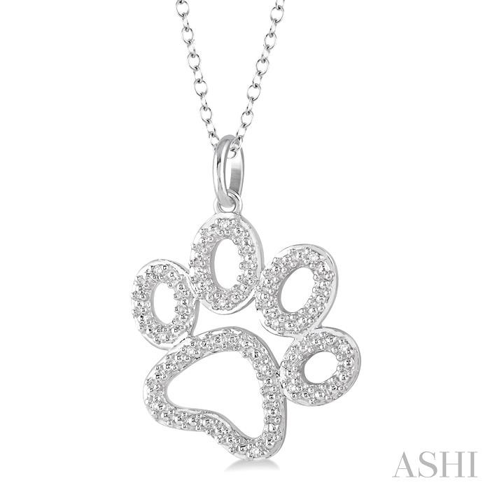 Silver Dog Paw Diamond Fashion Pendant-2