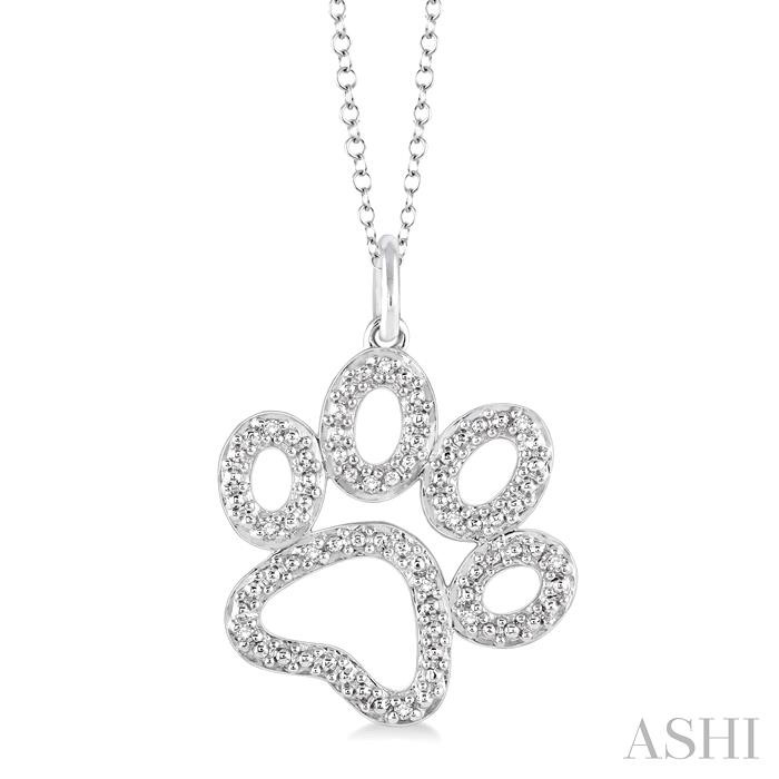 Silver Dog Paw Diamond Fashion Pendant
