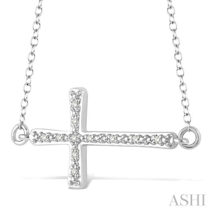 Silver Sideway Cross Diamond Fashion Pendant-2