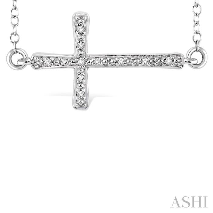 Silver Sideway Cross Diamond Fashion Pendant-3