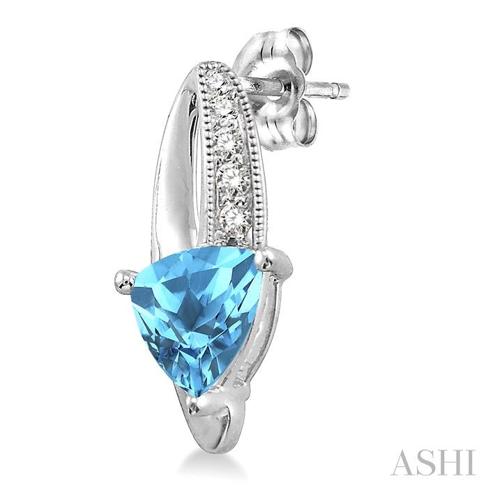 Silver Trillion Shape Gemstone & Diamond Earrings-3