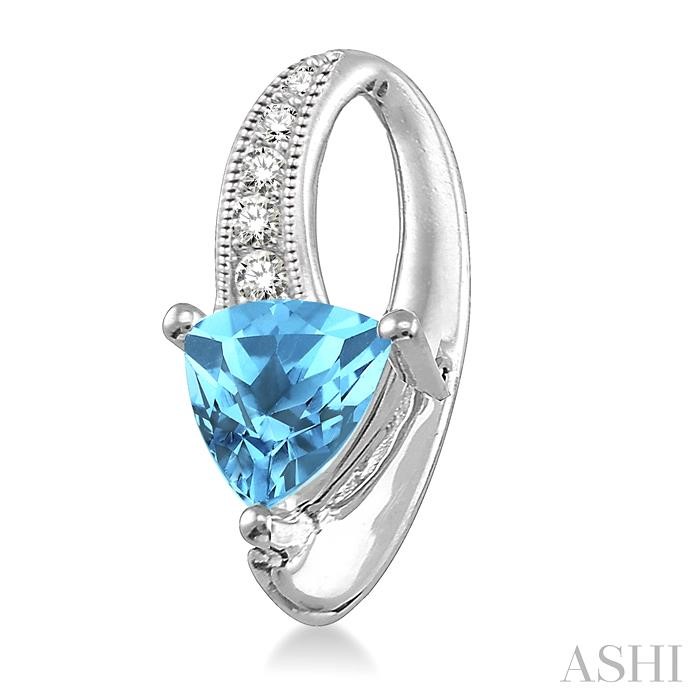 Silver Trillion Shape Gemstone & Diamond Earrings-2