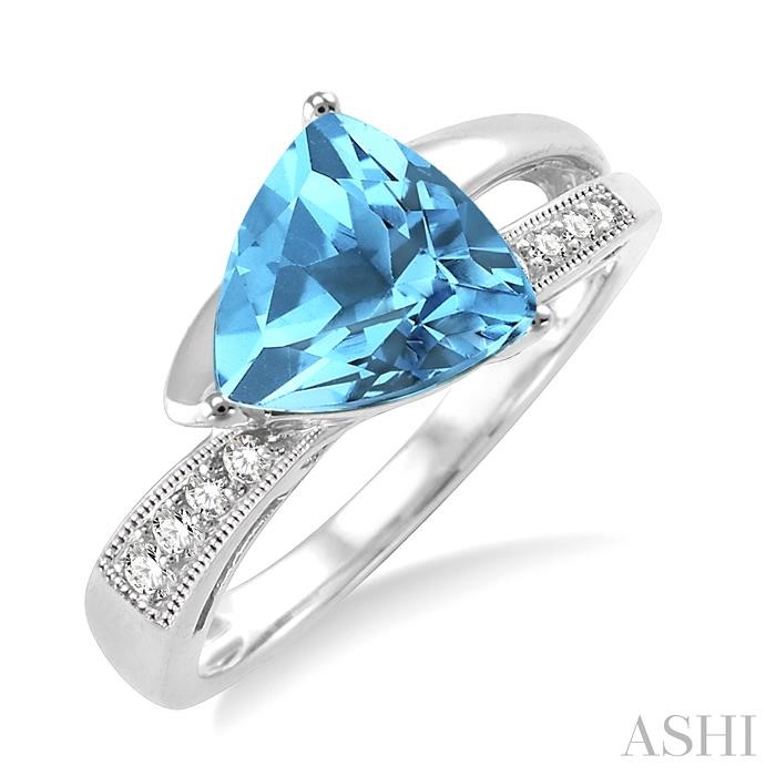 SILVER TRILLION SHAPE GEMSTONE & DIAMOND RING